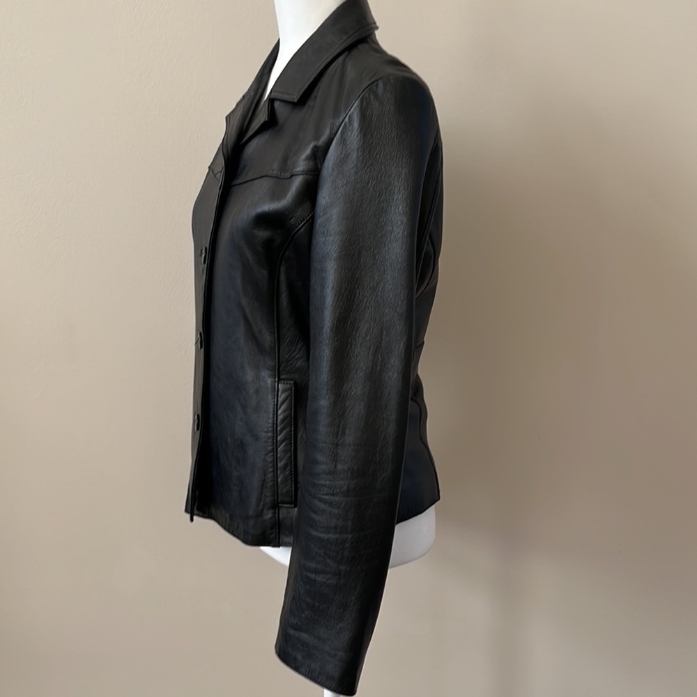 Wilsons Maxima - Genuine Black Leather Vintage 90’s Blazer - Size Medium - Picture 5 of 14